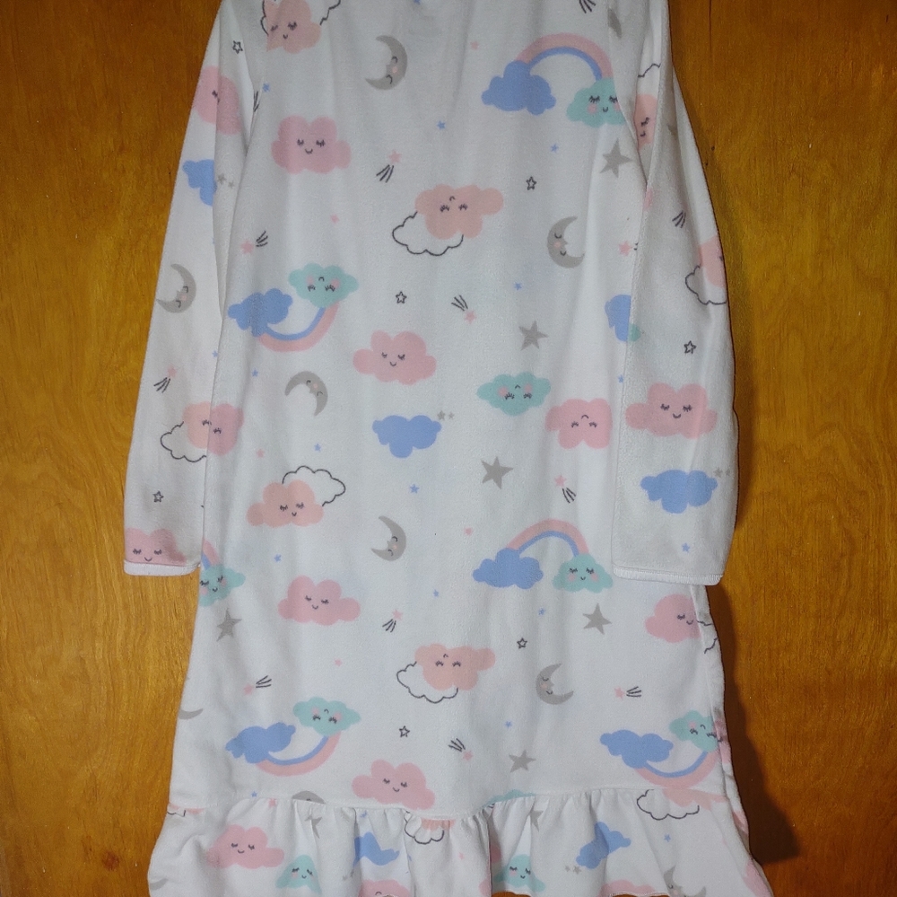 Girls nightgown with clouds and moon.